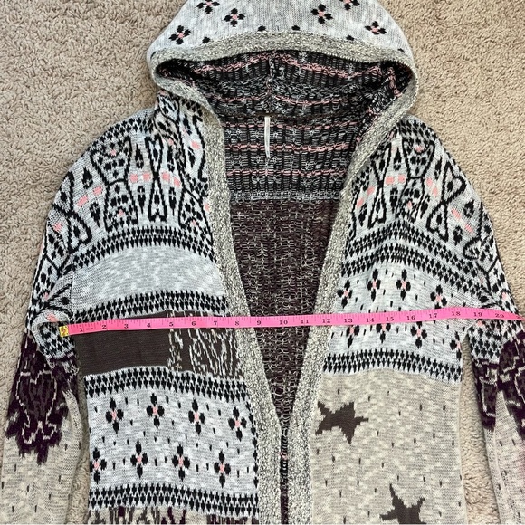 Free People Americana Bandana Hooded Long Duster Cardigan Sweater Size Medium - Picture 11 of 15